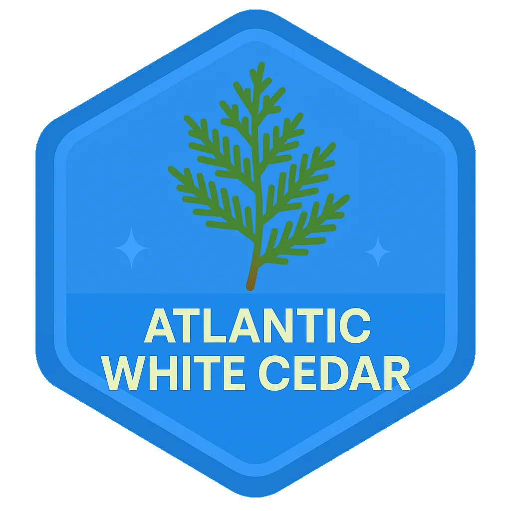 Atlantic White Cedar badge art.