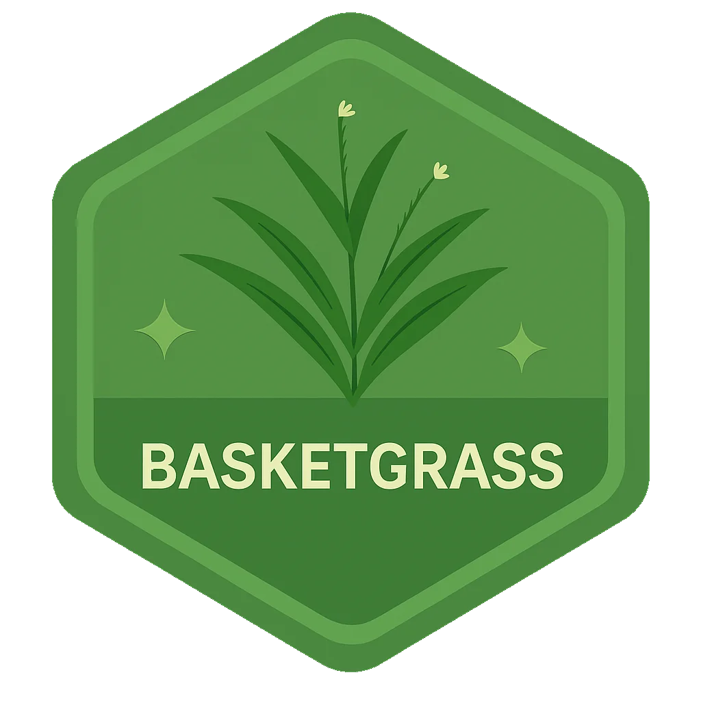Basketgrass Leafari badge art.