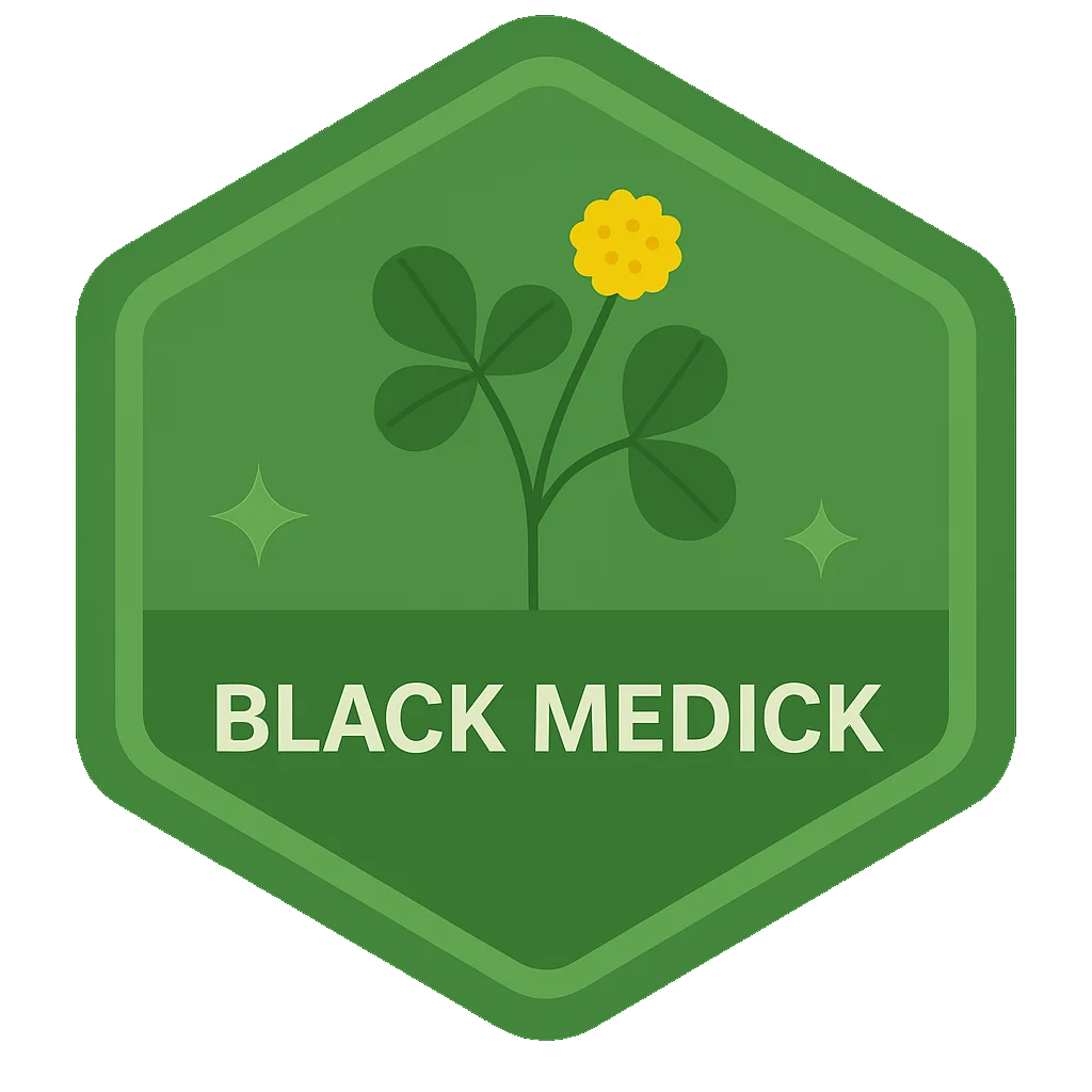 Black Medick Leafari badge art.