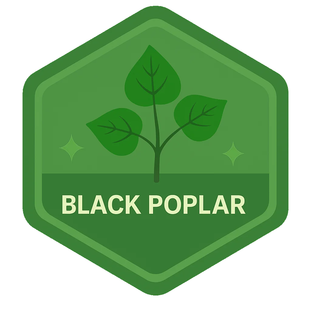 Black Poplar community badge artwork.