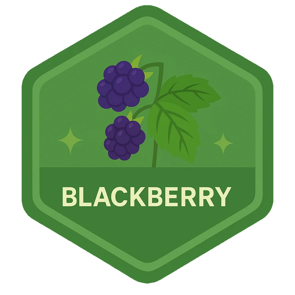 Blackberry Leafari badge art.