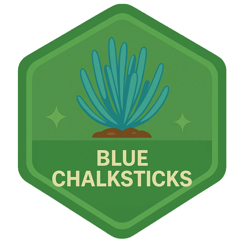 Blue Chalksticks Leafari badge.