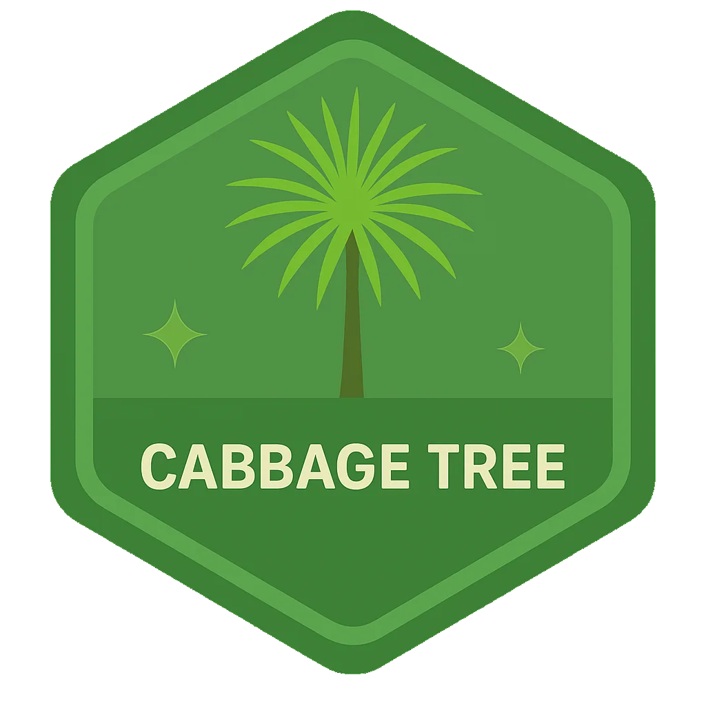 Cabbage Tree community badge artwork.