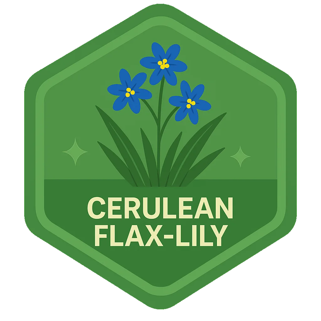 Cerulean Flax-Lily community badge artwork.