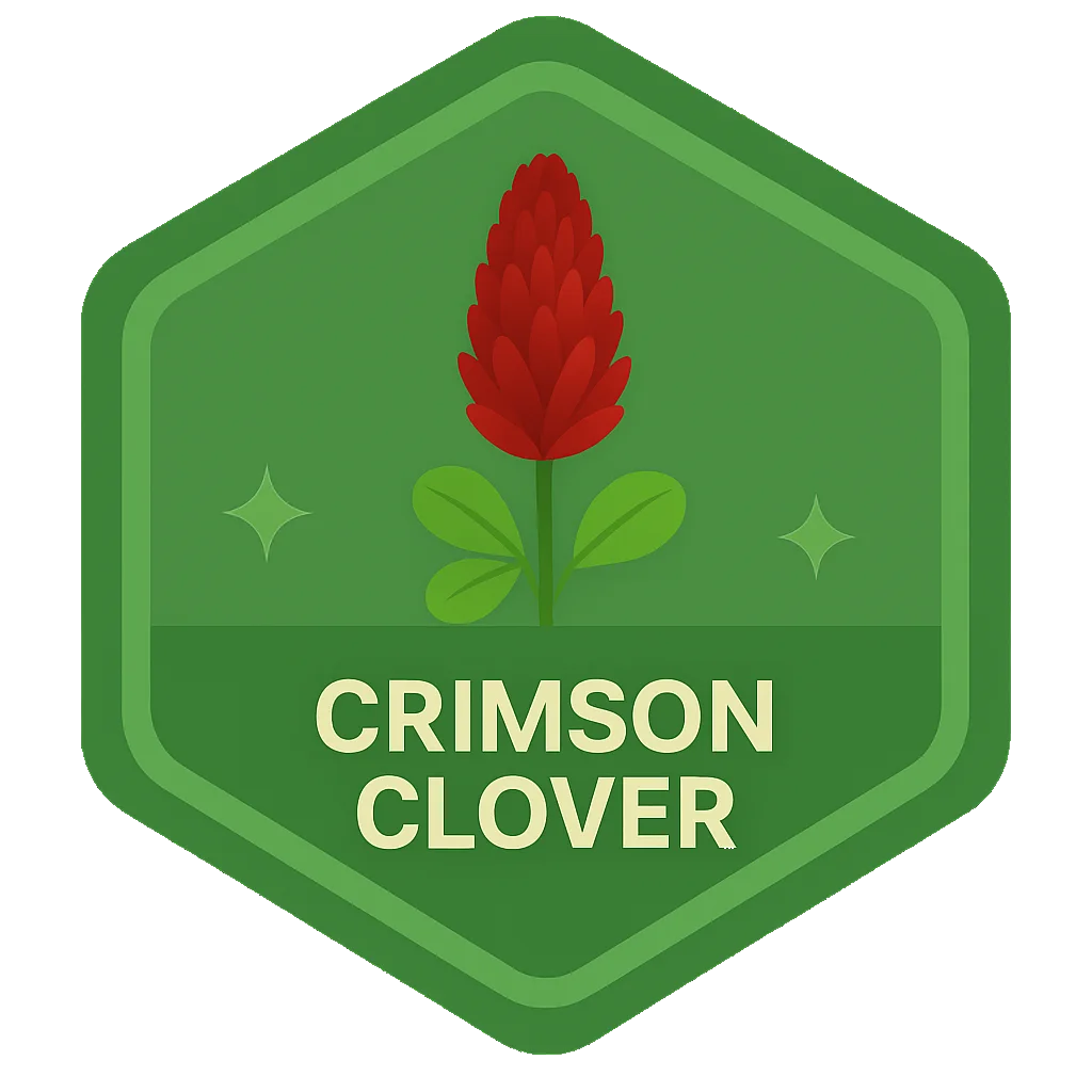 Crimson Clover community badge art from the app record.