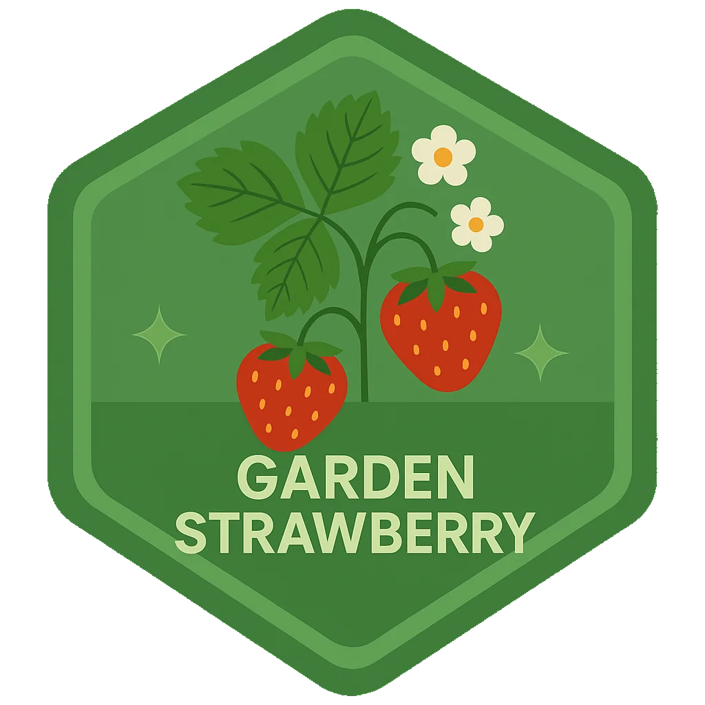 Garden Strawberry community badge artwork.