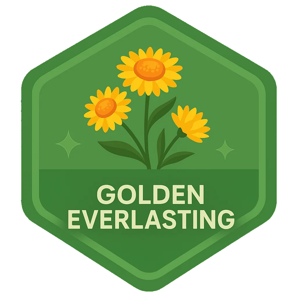 Golden Everlasting Leafari discovery badge.