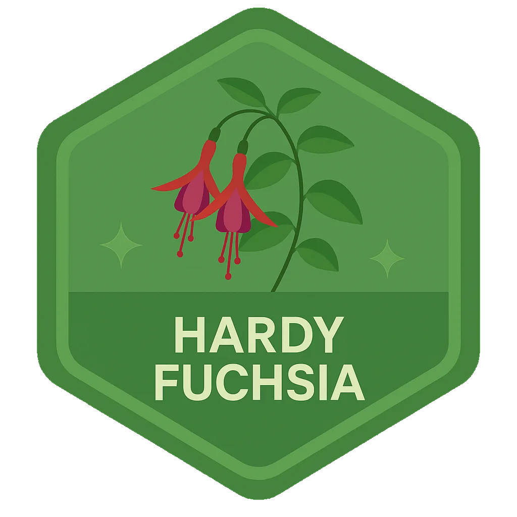 Hardy Fuchsia badge.