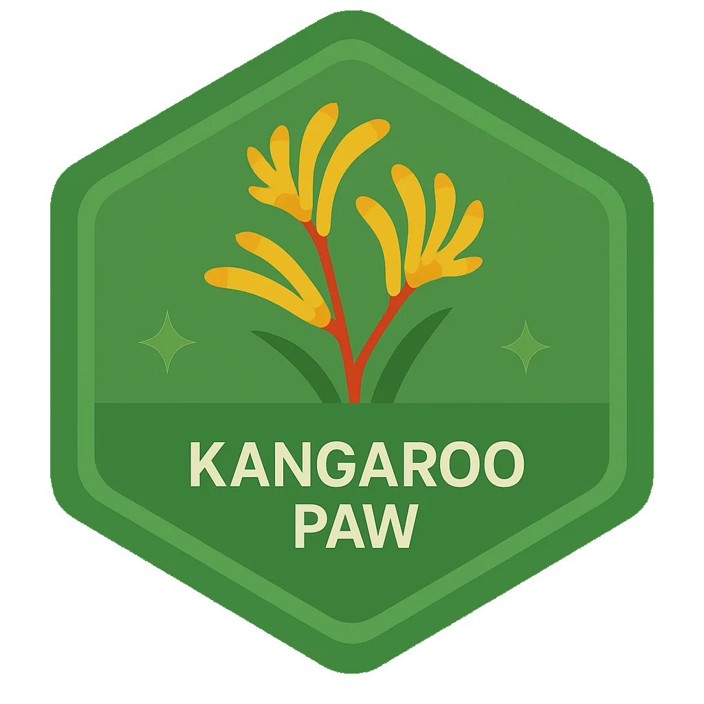 Kangaroo Paw Leafari badge.