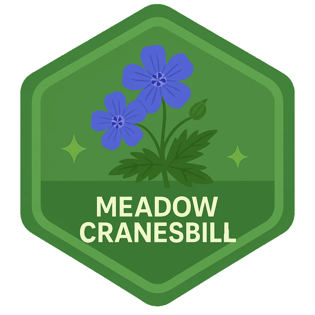 Meadow Cranesbill community badge art from the app record.