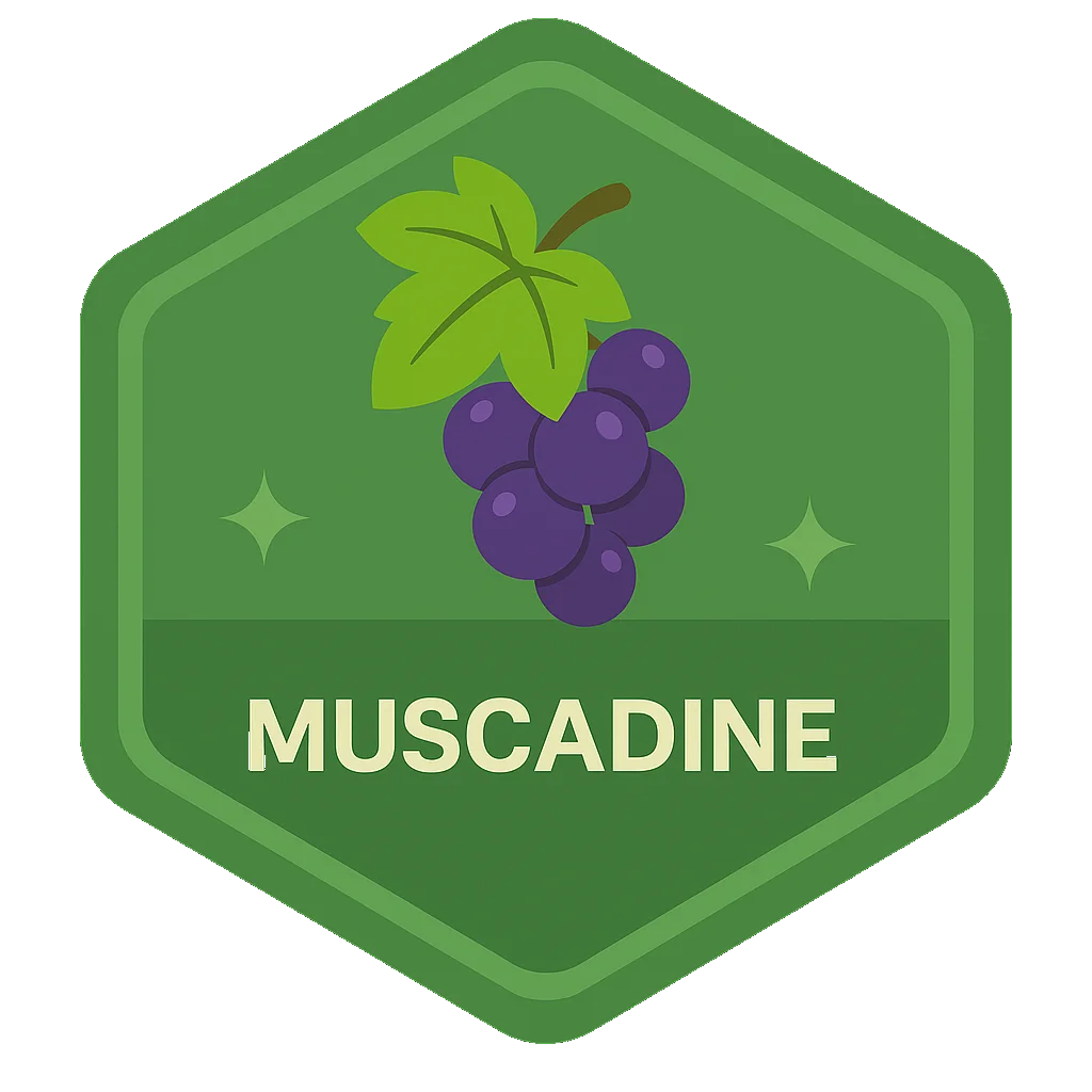 Muscadine badge art from the app.