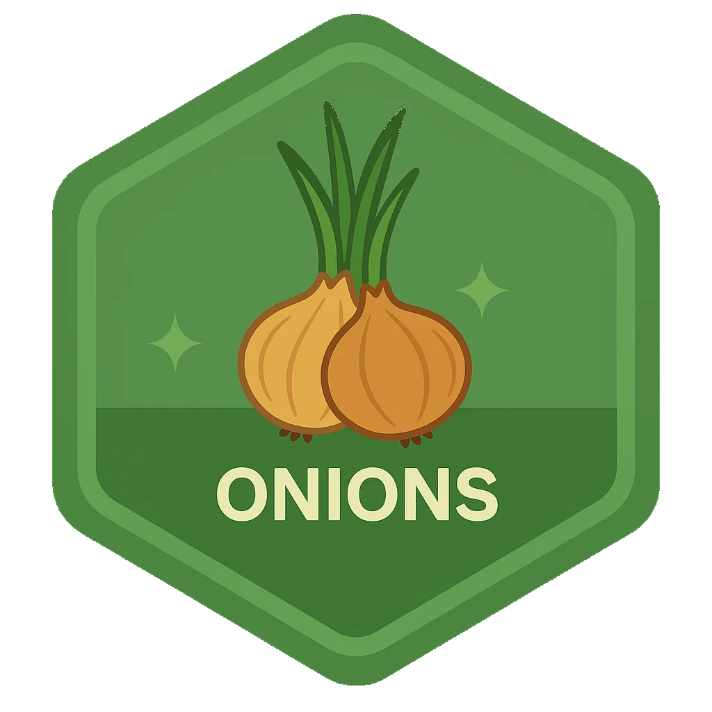 Onions Leafari badge art.