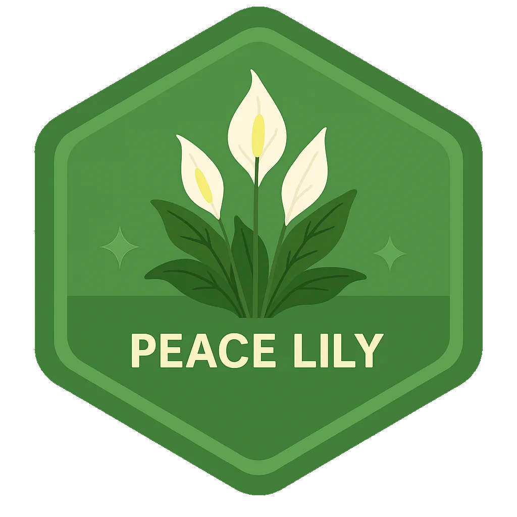 Peace Lily Leafari badge artwork.