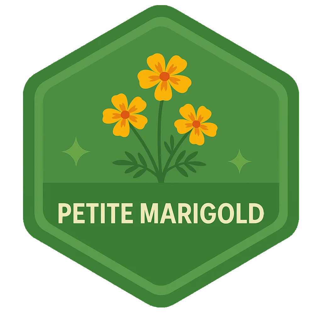 Petite Marigold community badge artwork.