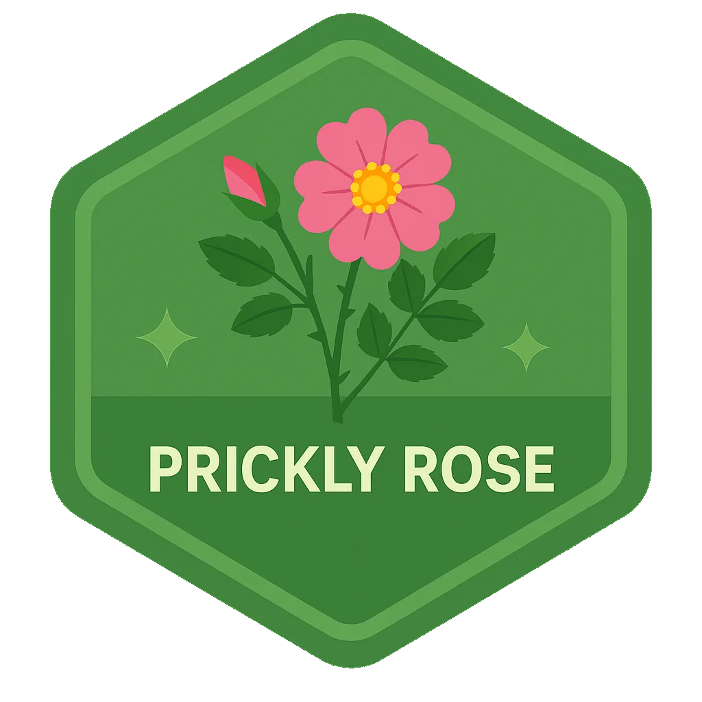 Prickly Rose community badge artwork.