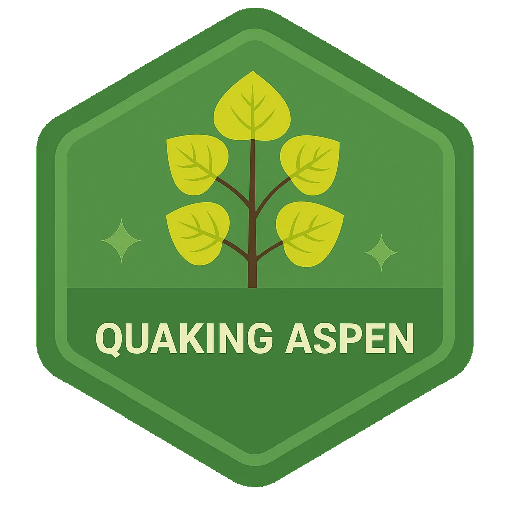 Quaking Aspen community badge artwork.