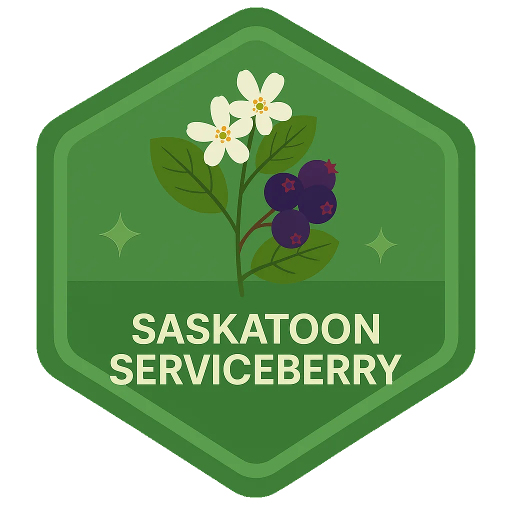 Saskatoon Serviceberry community badge artwork.