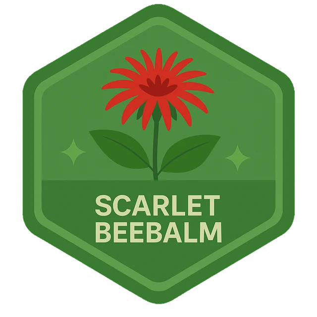 Scarlet Beebalm Leafari discovery badge.