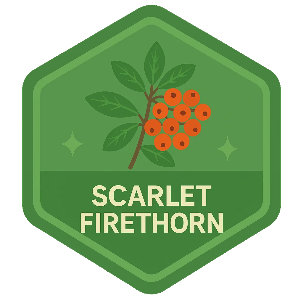 Scarlet Firethorn community badge artwork.