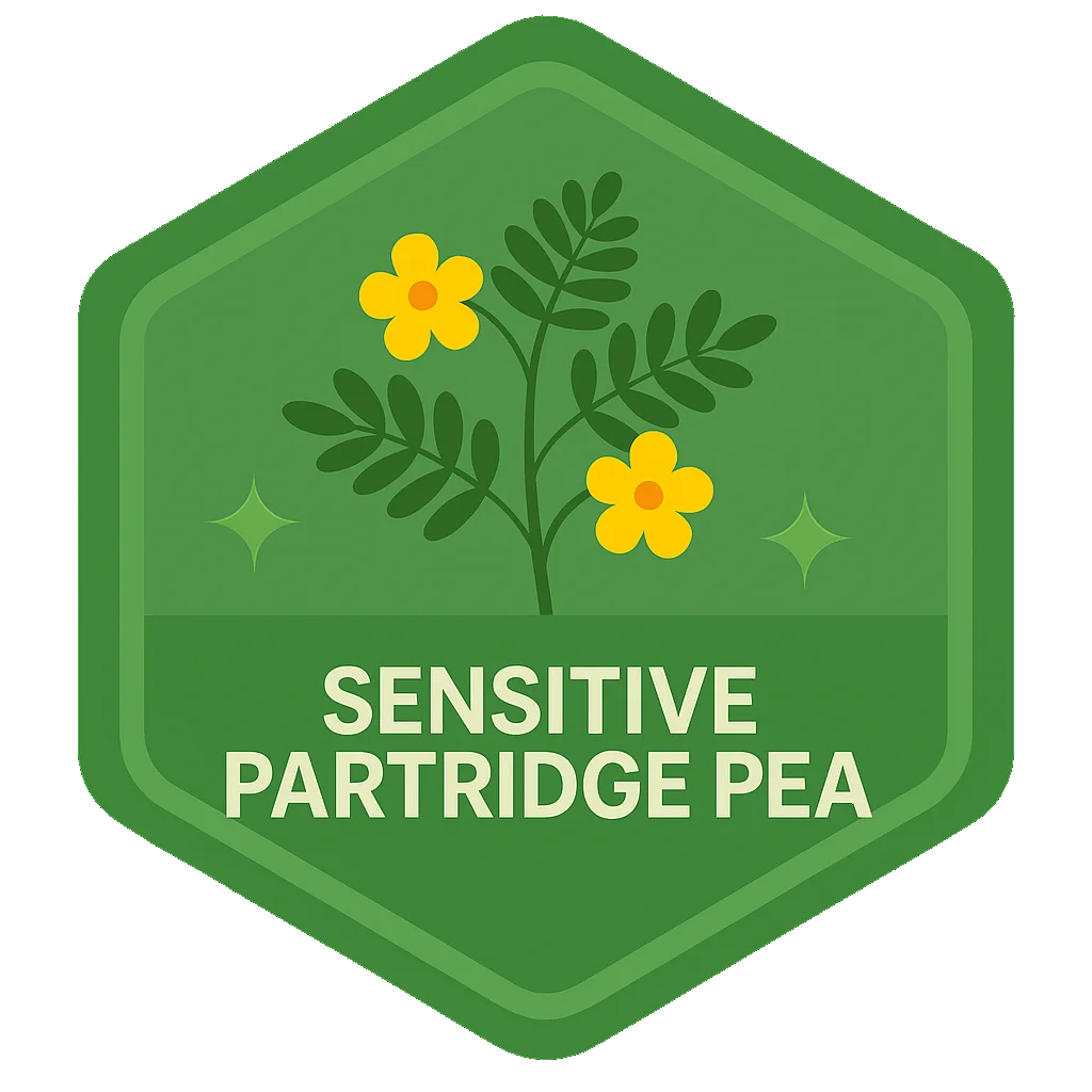 Sensitive Partridge Pea badge.