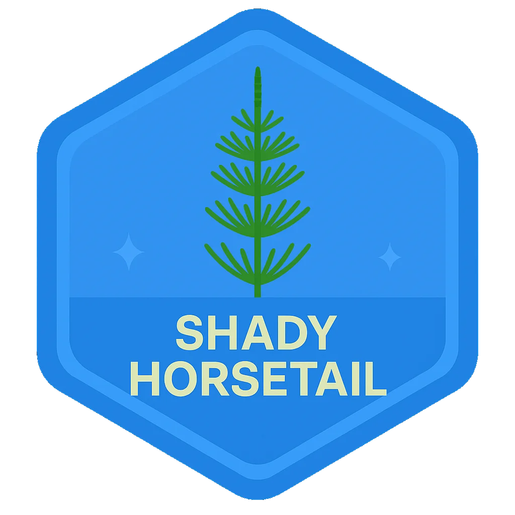 Shady Horsetail community badge artwork.