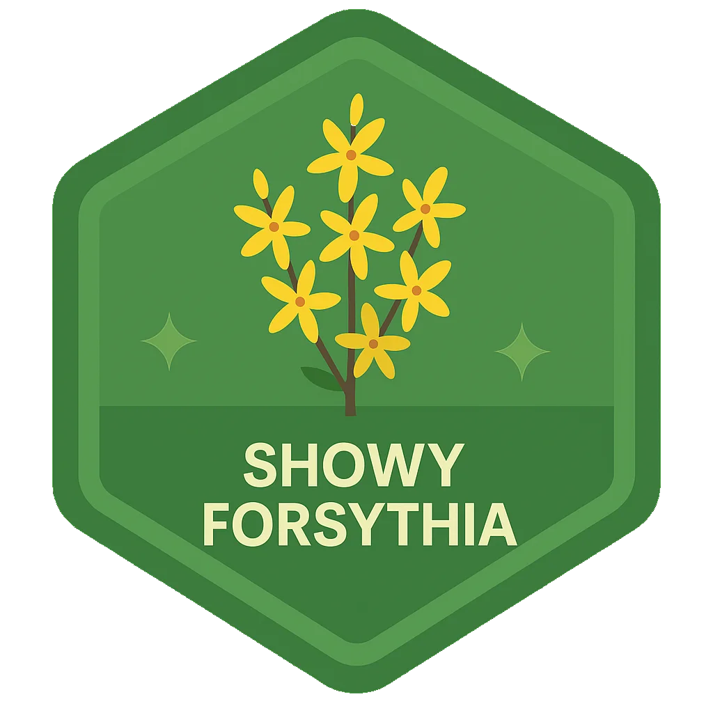 Showy Forsythia community badge artwork.