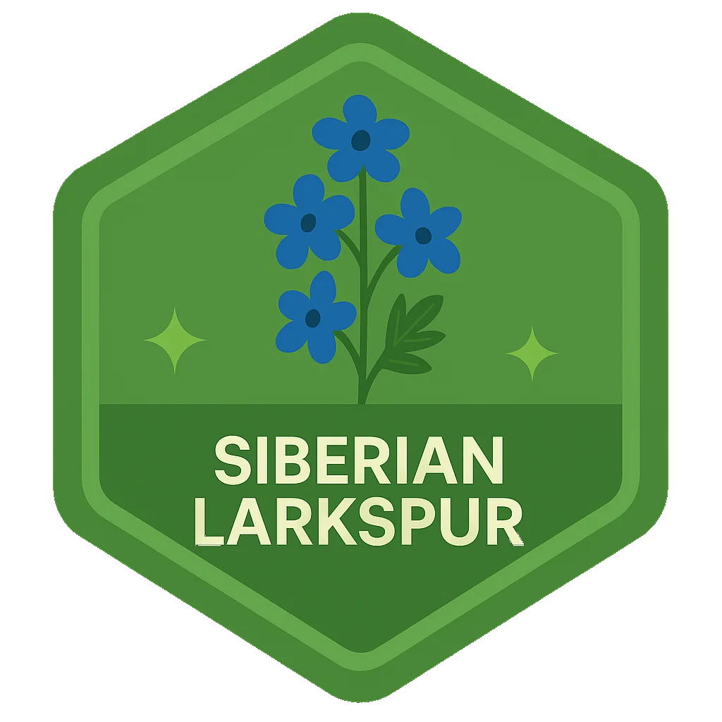 Siberian Larkspur Leafari discovery badge.