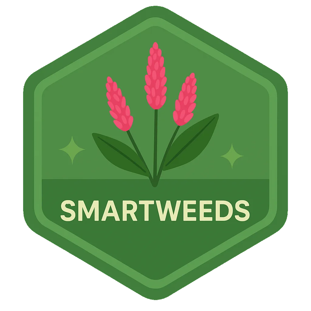 Smartweeds Leafari badge art.