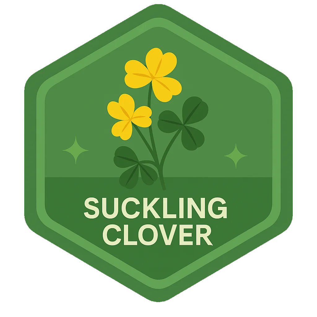 Suckling Clover community badge artwork.