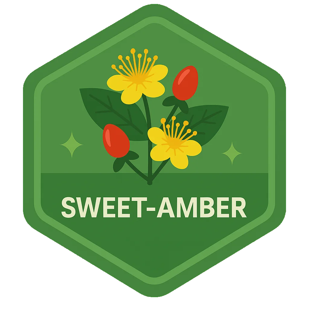 Sweet-Amber community badge artwork.