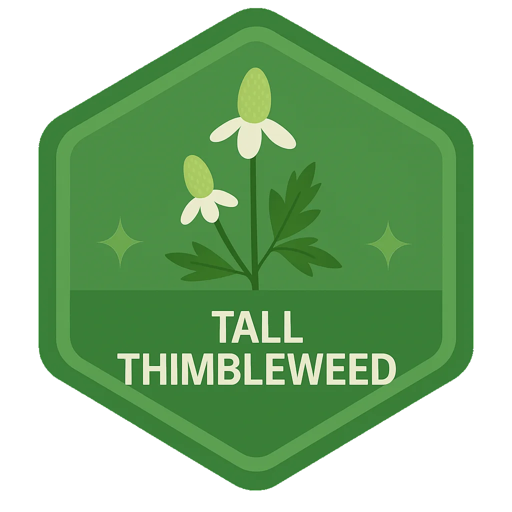 Tall Thimbleweed badge art from the app.