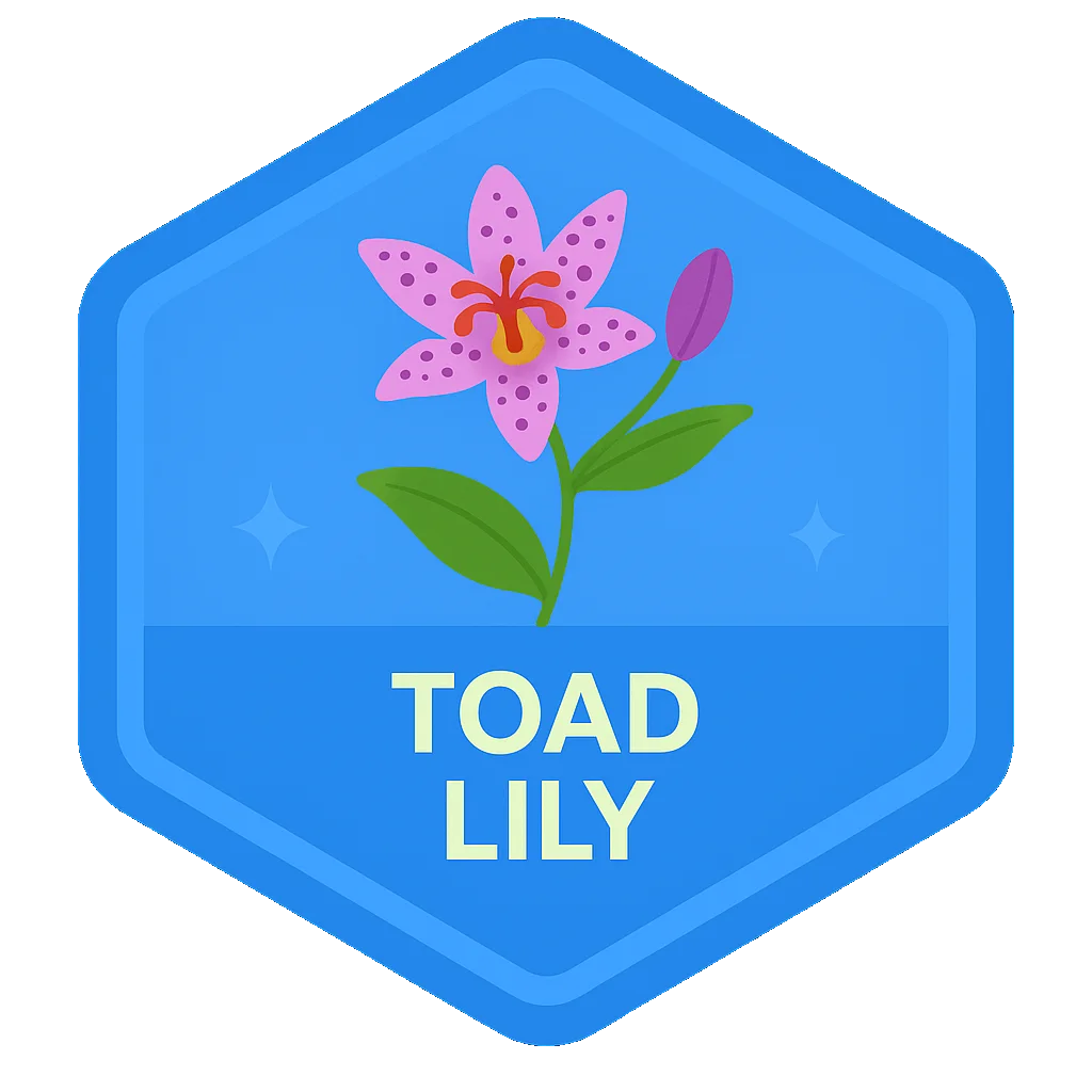 Toad Lily badge artwork.