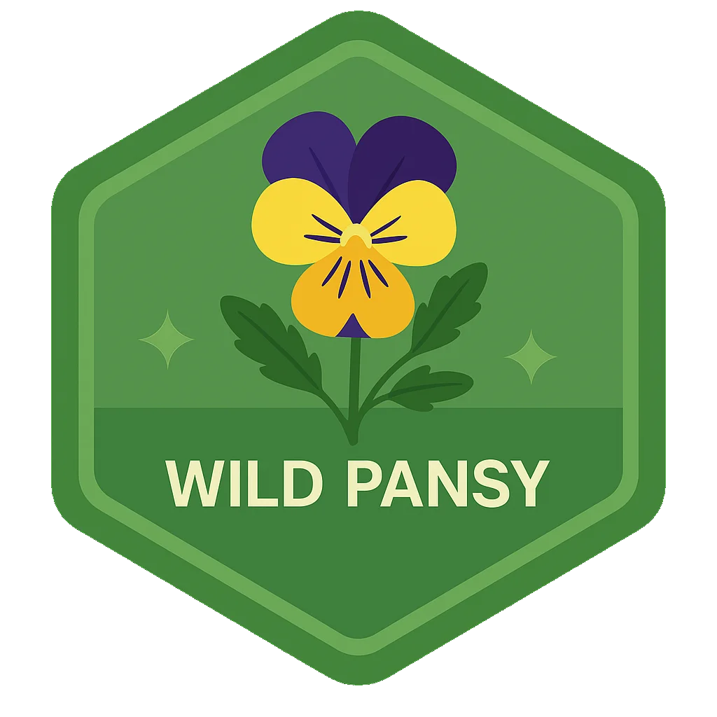 Wild Pansy community badge artwork.