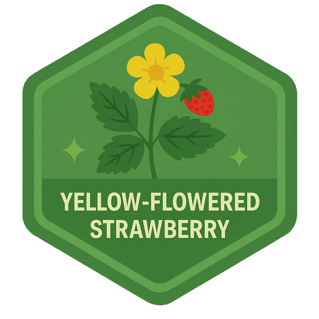 Yellow-Flowered Strawberry badge art from the app.