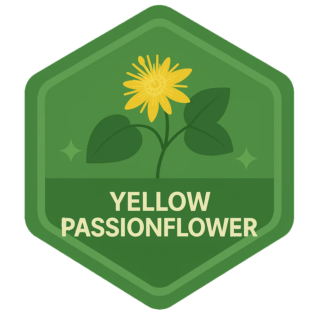 Yellow Passionflower community badge artwork.